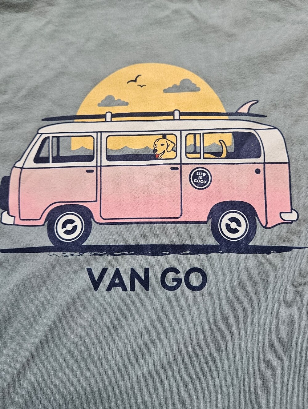 Life is Good long-sleeve Shirt "Van Go" camper graphic Golden Lab Cotton Dog Med - Picture 10 of 10